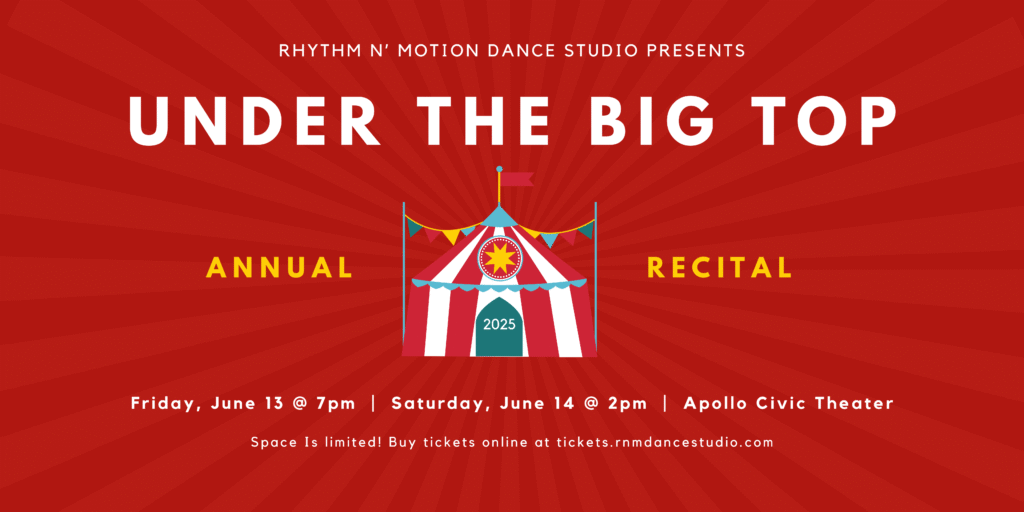 Under the Big Top Spring Recital Banner - June 13-14, 2025